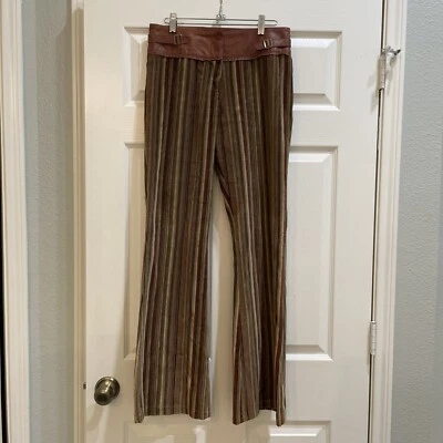 $34.99 • Buy Elements By Vakko Striped Velvet And Leather Pants Size 6