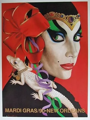 Mardi Gras Poster 1990 Larry Harris Artist {NEW} • $19.50