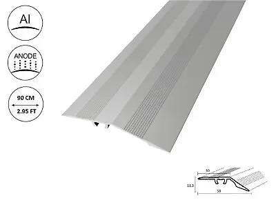 90 CM Aluminium Door Bars Threshold Strip Transition Trim Laminate Tiles Ramp • £8.99
