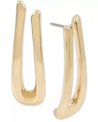 $28 Robert Lee Morris Gold Tone Gray Mood Sculptural U Drop Earrings Ml1d • $20.99