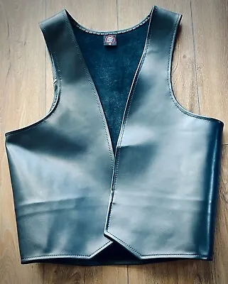 As-new Black Leather  XL  Biker Vest - Unwanted Gift Never Worn • $135