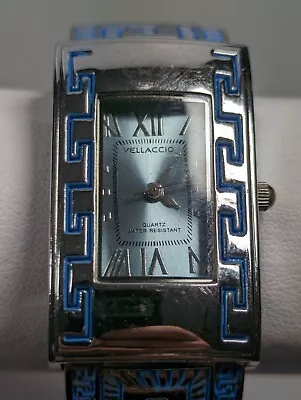 Vellaccio Blue Dial Silver Tone Case Hinge Two Tone Blue Band Watch 6 Inch • $17.49