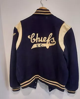 Vintage Massapequa Chiefs NY Letterman Jacket Mens Varsity Shooting Club Leather • $149.97