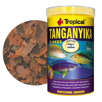 Tanganyika Flakes With Spirulina & Krill Tropical Aquarium Cichlid Fish Food • £16.99