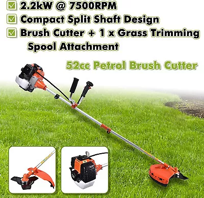 Petrol Grass Trimmer Brush Cutter 52cc Gas Powered-Home Garden 2.2KW 7500RPM • £131.99