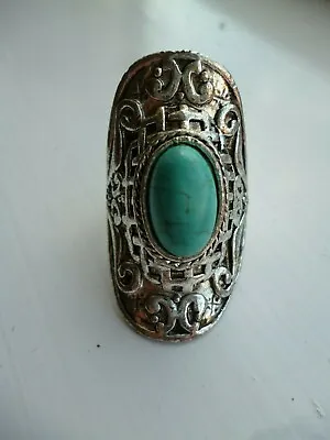 Vintage Style Silver Turkish Turquoise Stone RingsFun Costume JewelleryGift. • $6.32