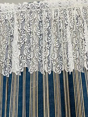 Gorgeous Vintage Floral Rose Lace Off White Curtain Panels Valance Cafe • $15