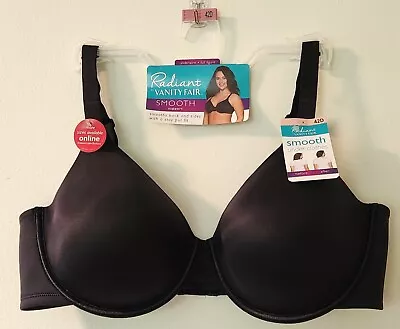 Vanity Fair Raidiant Bra Black Underwire Full Figure Smooth Support 42D 76528 • $20.99