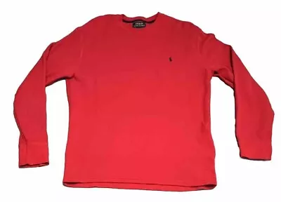 Polo Ralph Lauren Mens Red Waffle Knit Thermal Logo Crewneck Shirt Size XL • $25.99