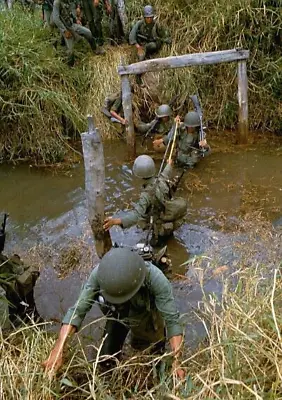 Vietnam  War  Photo --    US Soldiers Crossing River • $3.99