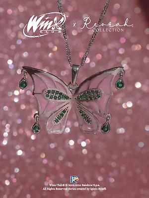 Winx Club® Flora Enchantix Wings Necklace Silver Plated • $38