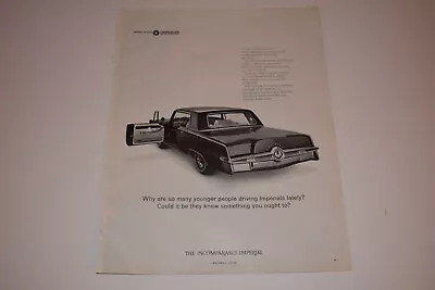 Vintage 1965 Chrysler The Incomparable Imperial Print Ad. • $12