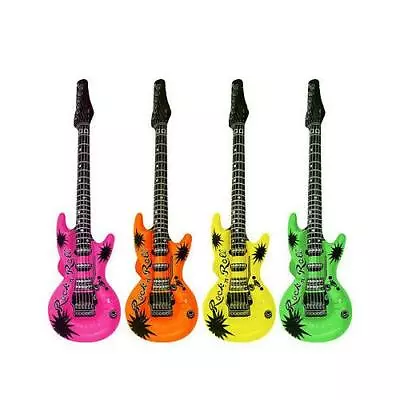 Neon Inflatable Blow Up Guitars Fancy Dress Party Prop Musical Disco Rock • £6.59