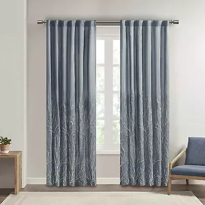 Madison Park Embroidered Andora 95-Inch Window Curtain Panel BLUE  • $22.39