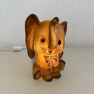 Vintage Josef Originals Night Light Elephant Lamp Orange Glass Eyes Japan • $25.99