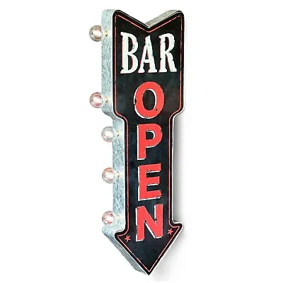 Bar Open Double Sided Vintage Inspired LED Marquee Sign Man Cave Home Wall Decor • $59.99