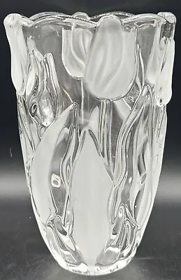 Vnt Mikasa Tulip Satin Frosted/Clear Embossed Crystal Flower Vase. Germany • $42