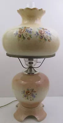 LARGE - CERAMIC HURRICANE GWTW PARLOR LAMP W/FLORAL PATTERN - 24  TALL(GAA) • $81.96