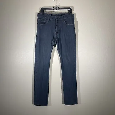 Express Mens Jeans 34x34 Blue Denim Dark Wash Low Rise Extra Slim Modern Pants • $14.21
