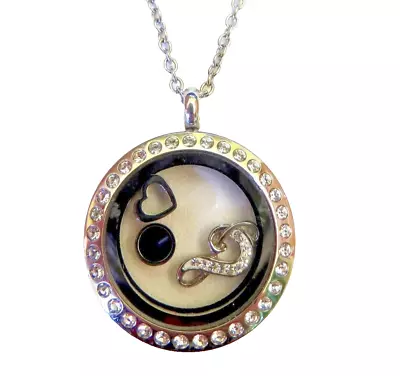 Stainless Steel  Floating Glass Locket Charm Necklace Pendant Chain Love & Music • $15.99