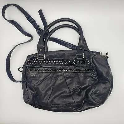 $22.97 • Buy Treesje Satchel Handbag Stud Embellished In Dark Navy Studded Design Purse