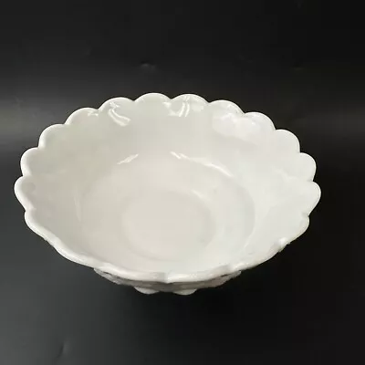 Westmoreland Milk Glass Serving Bowl Scalloped Edge Grape Embossed Vintage • $26.99