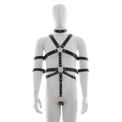 Mens Whole Body Harness Fetish Bondage Restraints Adj Outfit Male Erotic Costume • £29.03