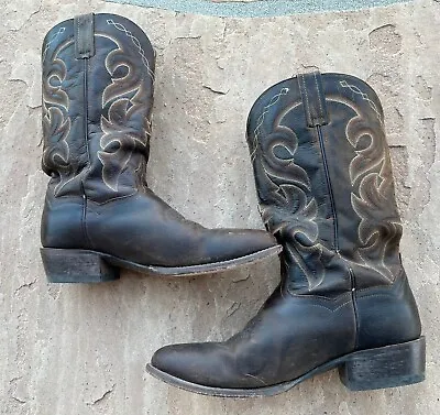DAN POST Men Size 10 Milwaukee Cowboy Boots Brown Leather Round Toe Mid Calf 13  • $37.79