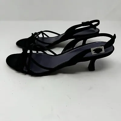 Predictions Black WW Kicker Women's Size 8.5W Dressy Strap 2.5 In High Heel Shoe • $25