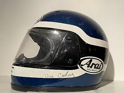 Vintage 70's Suzuki ARAI WES COOLEY Autograph Signature Helmet Size L (approx) • $225