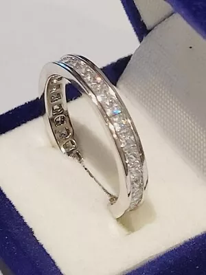 CLEARANCE Princess Cut LC Moissanite Eternity Band Wedding Ring 925 Sterling • $39.98