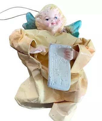 Vintage Silvestri Angel Christmas Ornament Paper Mache Hanging 5  Music Singing • $13.99