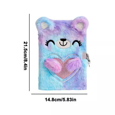 Secret Cat Kids Furry With Lock Keys Diary Animal Drawing Girls Plush Notebook • $20.10