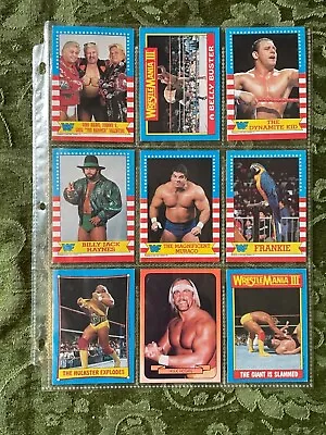 Sheet Of 9 Vintage Wrestling Trading Cards Including Hulk Hogan And Wrestlemania • $26.99