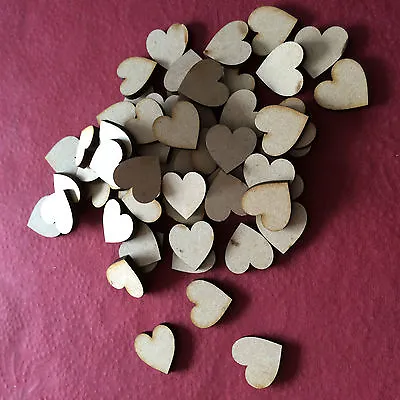 100x Wooden Heart Shapes Laser Cut MDF. Blank Embellishments Craft 20mm X 20mm • £3.69