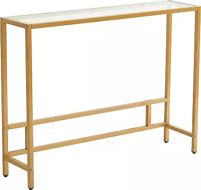 Small Modern Console Table For Entryway Tempered Glass With Golden Metal Frame  • $55.99