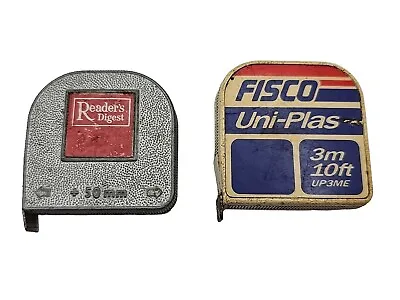 Vintage Fisco Tape Measures Uni-Plas UP3ME 10ft 3m & 1 Labelled Readers Digest • £14.95