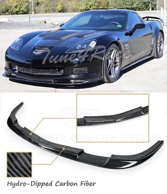 HYDRO CARBON FIBER ZR1 Style Front Bumper Lip Splitter For 05-13 Corvette C6 Z06 • $269.98