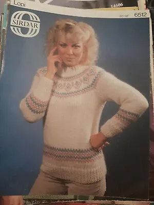Ladies Vintage Sirdar Lopi 6512 Jumper Knitting Pattern Intarsia Nordic 32-38  • £0.99