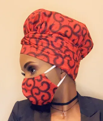 $25 • Buy Beautiful Premium African 100% Cotton Ankara Head Wrap Satin Lined And Mask