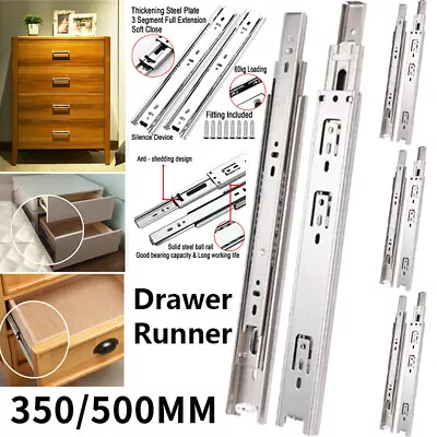 Heavy Duty Drawer Runners 350mm/500mm Ball Bearing Storage Cabinet Draw Slides • £2.99