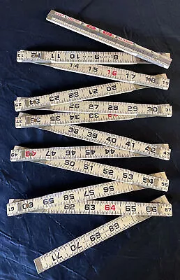 Vintage Lufkin X46 Folding Extension Rule Brass Joints Red Ends Ruler | FREE S&H • $17