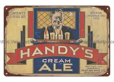 Handy's Cream Ale Bar Table Diner Metal Tin Sign Living Room Wall Ideas • $18.96