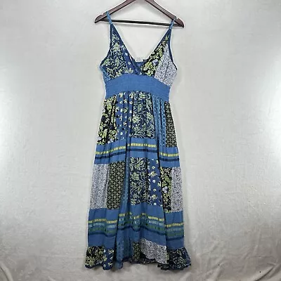 Vintage Shoreline Dress Womens 3X Blue Patchwork Slip Sleeveless Midi Boho • $28