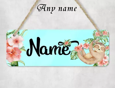Sloth Door Sign - MDF Wooden - Personalised With Name • $24.15