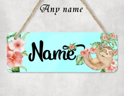 Sloth Door Sign - MDF Wooden - Personalised With Name • $24.15