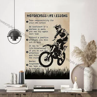 Motorcross Life Lessons Knowledge Poster Motorcycle Poster Gift For Motorcycl... • $14.52
