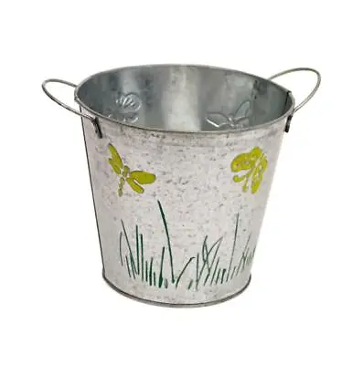 £8.99 • Buy Metal Plant Flower Planter Galvanised Zinc Pot Round With Meadow Design