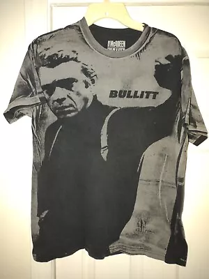 Steve McQueen Bullitt Shirt Black Gray All Over Print AOP Movie Mustang Medium • $39.50