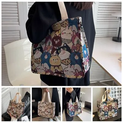 Linen Cat Canvas Tote Bag Cartoon  Cute   Shopping • $12.51